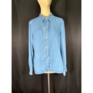 Woman's Pendleton Denim Top, Size Large Heavy Jean Shirt Lightweight Jacket